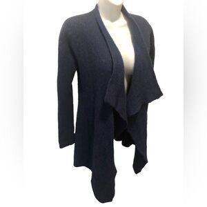 Griffin 100% Cashmere Open Cardigan Sz. M Navy Blue Long Sleeve Cascade Front